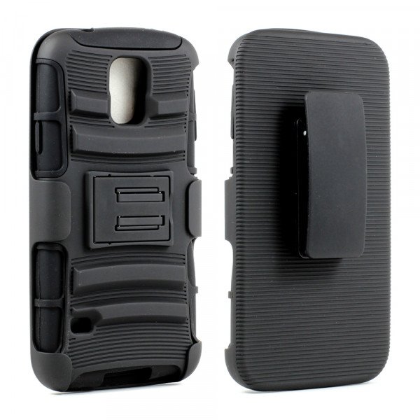 Wholesale Samsung Galaxy S5 Armor Shell Case Stand and Holster Clip (Black Black)